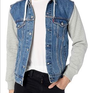 NWOT Men’s Hybrid Hooded Trucker Jacket Denim/Gray